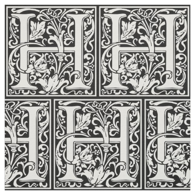 Bokstav H medeltida monogram Art Nouveau Tyg (Provkarta)