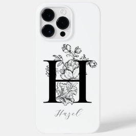 Bokstav H Monogram med Botaniska Blommor Namn