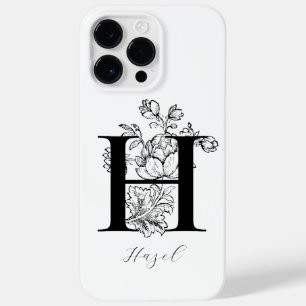 Bokstav H Monogram med Botaniska Blommor Namn    