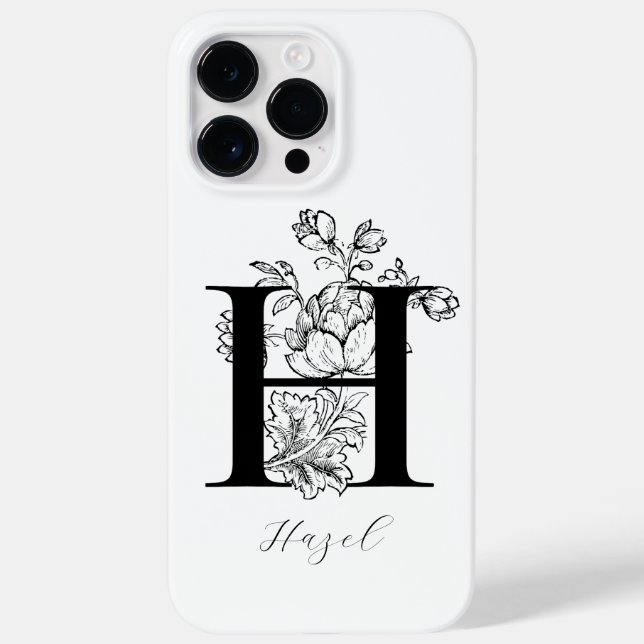 Bokstav H Monogram med Botaniska Blommor Namn     (Baksida)