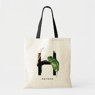 Bokstav H Monogram Tropiska blad Brudtärna Tygkasse