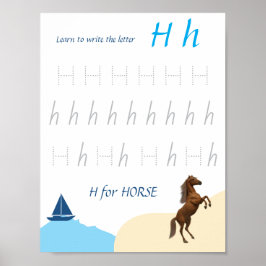 Bokstav H Spårningsaffisch för Barn Poster