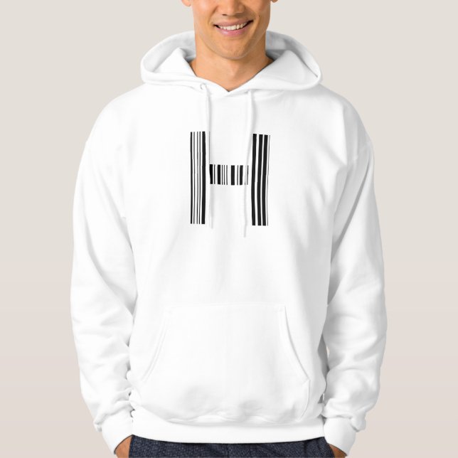 BOKSTAV H STreckKod Första Initial Streckkodsmönst Sweatshirt Med Luva (Framsida)