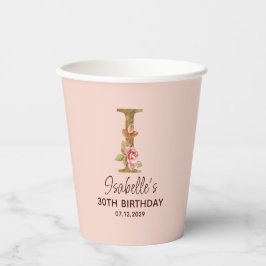 Bokstav I Guldmonogram Rosa Rosor