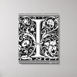 Bokstav I medeltida monogram Art Nouveau Canvastryck