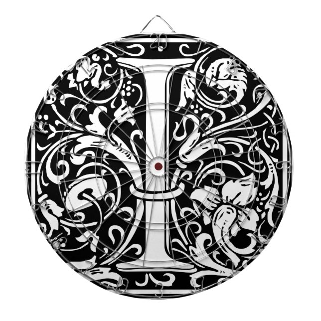 Bokstav I medeltida monogram Art Nouveau Darttavla (Framsidan)