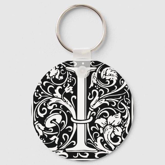 Bokstav I medeltida monogram Art Nouveau Nyckelring (Framsida)