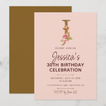 Bokstav J Guldmonogram Rosa Rosor