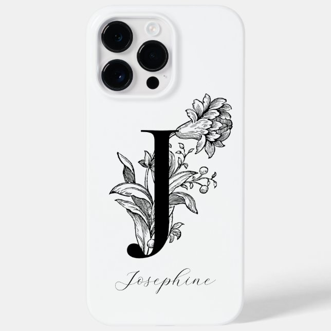 Bokstav J i botaniskt blomster monogram namn      (Baksida)