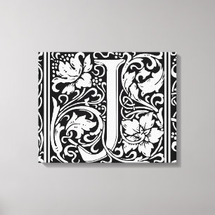 Bokstav J medeltida monogram Art Nouveau Canvastryck