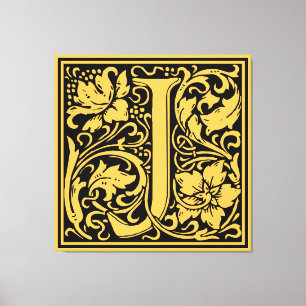 Bokstav J medeltida monogram Art Nouveau Canvastryck