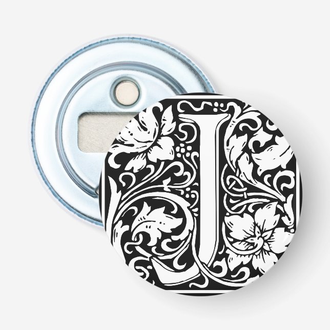Bokstav J medeltida monogram Art Nouveau Flasköppnare (Framsidan)