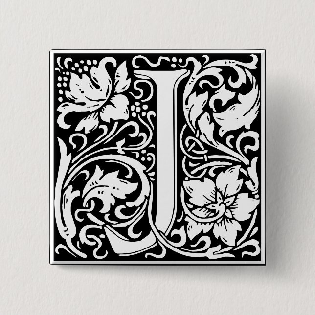 Bokstav J medeltida monogram Art Nouveau Knapp (Framsida)