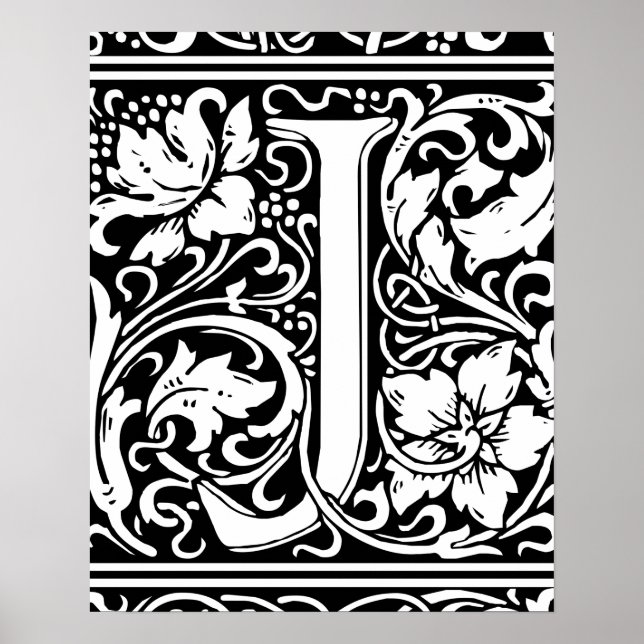 Bokstav J medeltida monogram vintage initial Poster (Framsidan)