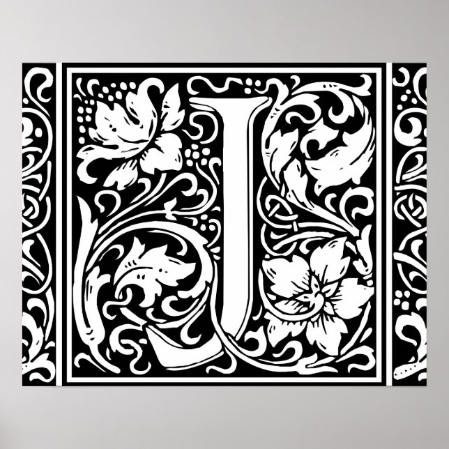 Bokstav J medeltida monogram vintage initial Poster (Framsidan)