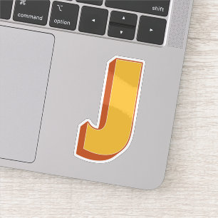 Bokstav J Monogram, Fet 3D Typsnitt Initial Klistermärken