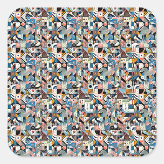 Bokstav J Stereogram, Set om 6, Stor 3x3 Fyrkantigt Klistermärke