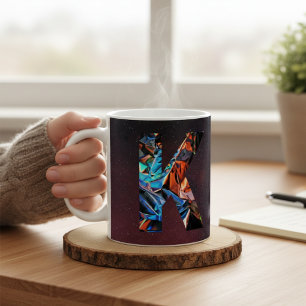 Bokstav K Holografisk Kosmisk Galax Initial Kaffemugg
