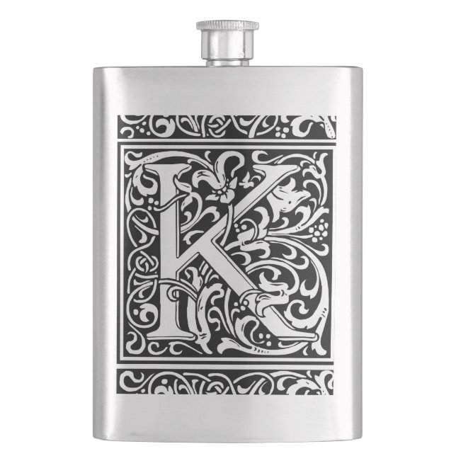 Bokstav K Medeltida Monogram Art Nouveau Fickplunta (Framsidan)