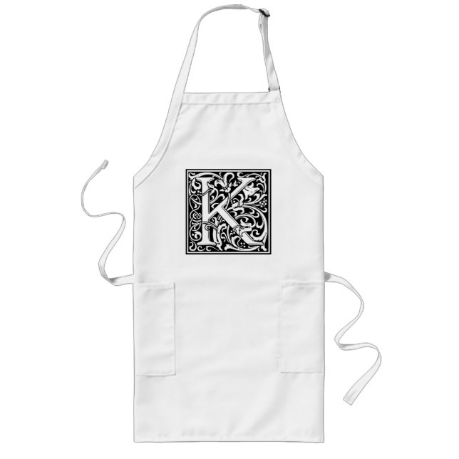 Bokstav K Medeltida Monogram Art Nouveau Långt Förkläde (Framsidan)
