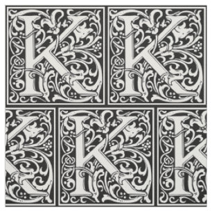Bokstav K Medeltida Monogram Art Nouveau Tyg