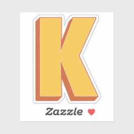 Bokstav K Monogram, Fet 3D Typsnitt Initial  Klistermärken