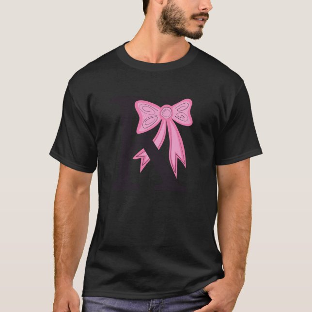 Bokstav K Monogram Initial med Rosa Slinga för Kvi T Shirt (Framsida)