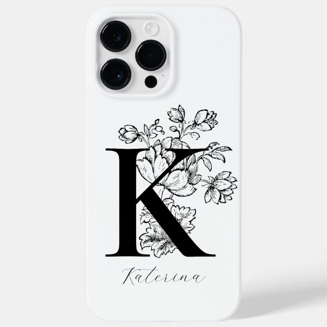 Bokstav K Namn Botanisk Blommig Monogram       (Baksida)