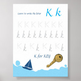 Bokstav K Spårningsaffisch för Barn Poster