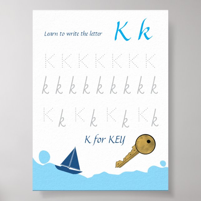 Bokstav K Spårningsaffisch för Barn Poster (Framsidan)