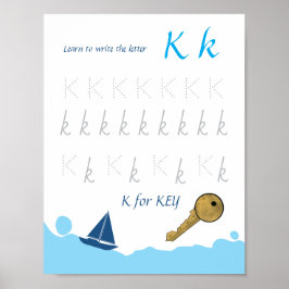 Bokstav K Spårningsaffisch för Barn Poster
