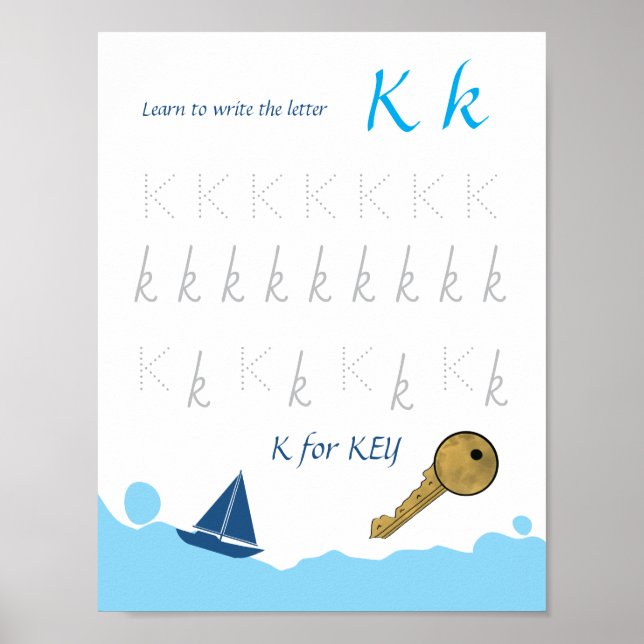 Bokstav K Spårningsaffisch för Barn Poster (Framsidan)