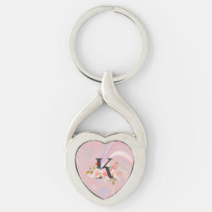 Bokstav K Twisted Heart Silverfärgad Nyckelring