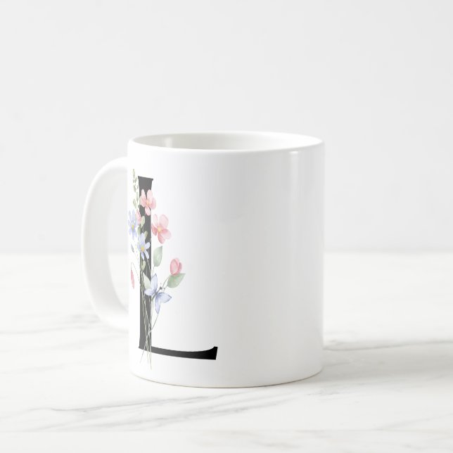 Bokstav L med blommor Kaffemugg (Framsida vänster)
