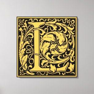 Bokstav L Medeltida Monogram Art Nouveau Canvastryck