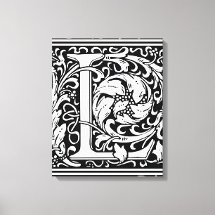 Bokstav L Medeltida Monogram Art Nouveau Canvastryck