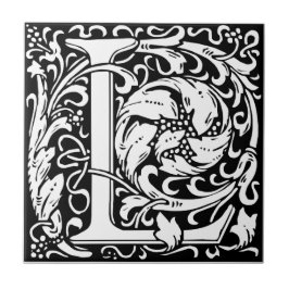 Bokstav L Medeltida Monogram Art Nouveau Kakelplatta