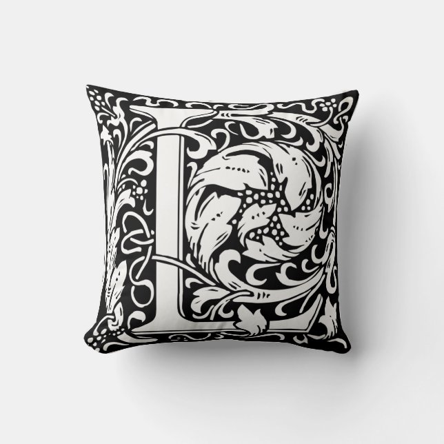 Bokstav L Medeltida Monogram Art Nouveau Kudde (Framsida)