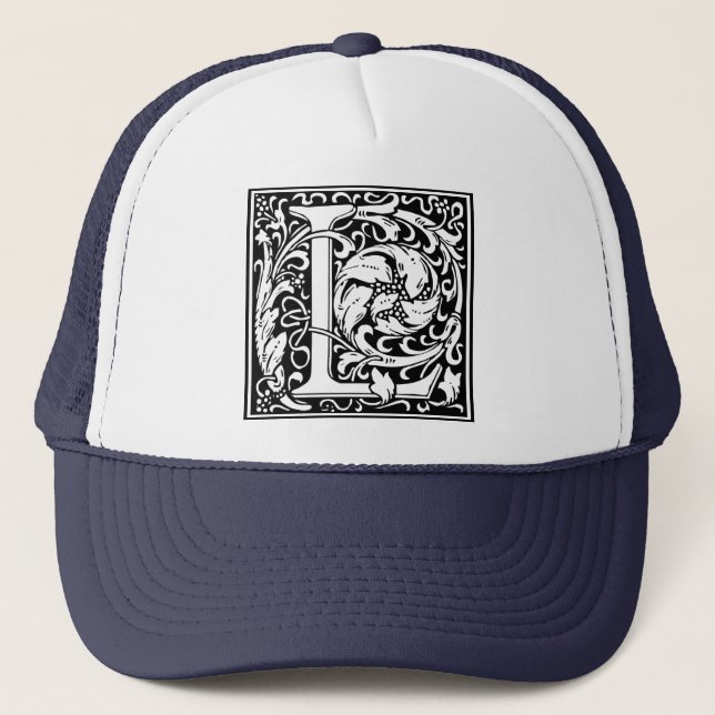Bokstav L Medeltida Monogram Art Nouveau Truckerkeps (Framsida)