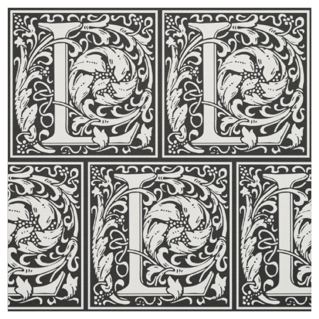 Bokstav L medeltida monogram Art Nouveau Tyg (Provkarta)