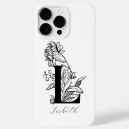 Bokstav L Monogram med Botaniska Blommor Namn