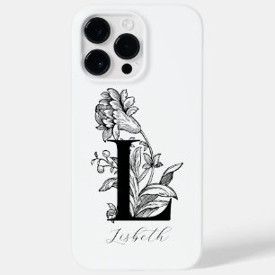 Bokstav L Monogram med Botaniska Blommor Namn