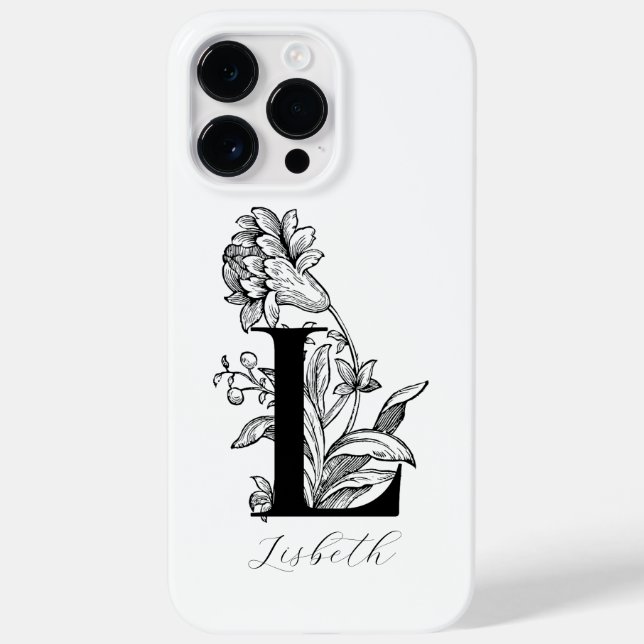 Bokstav L Monogram med Botaniska Blommor Namn (Baksida)