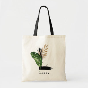 Bokstav L Monogram Tropiska blad Brudtärna Tygkasse