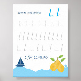 Bokstav L Spårningsaffisch för Barn Poster