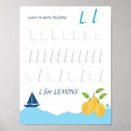 Bokstav L Spårningsaffisch för Barn Poster