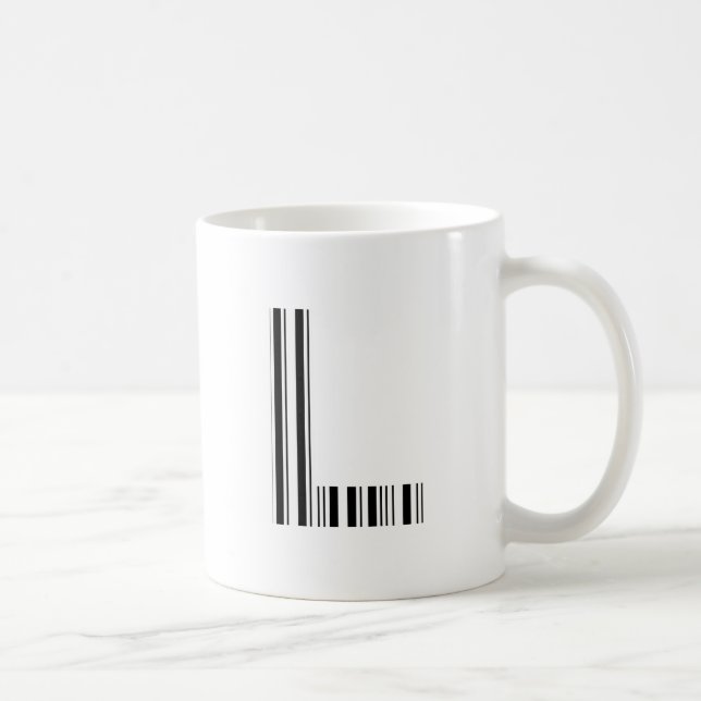 BOKSTAV L STreckKod Första Initial Streckkodsmönst Kaffemugg (Höger)