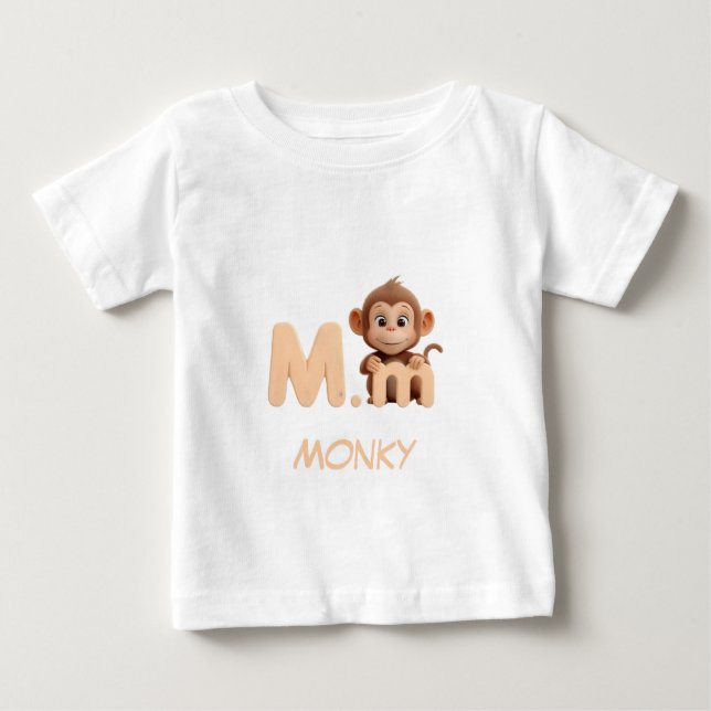 Bokstav M Apa Pedagogisk Barn T-Shirt | Versal (Framsida)