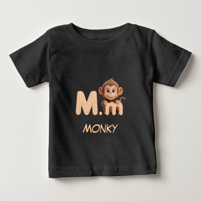 Bokstav M Apa Pedagogisk Barn T-Shirt | Versal (Framsida)