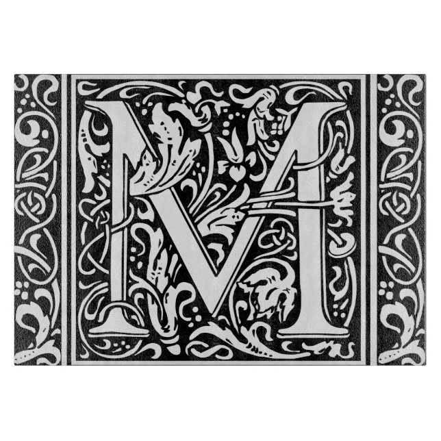 Bokstav M Medeltida Monogram Art Nouveau (Framsidan)